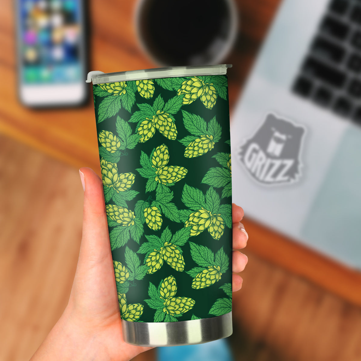 Hop Cone Vintage Print Pattern Tumbler-grizzshop