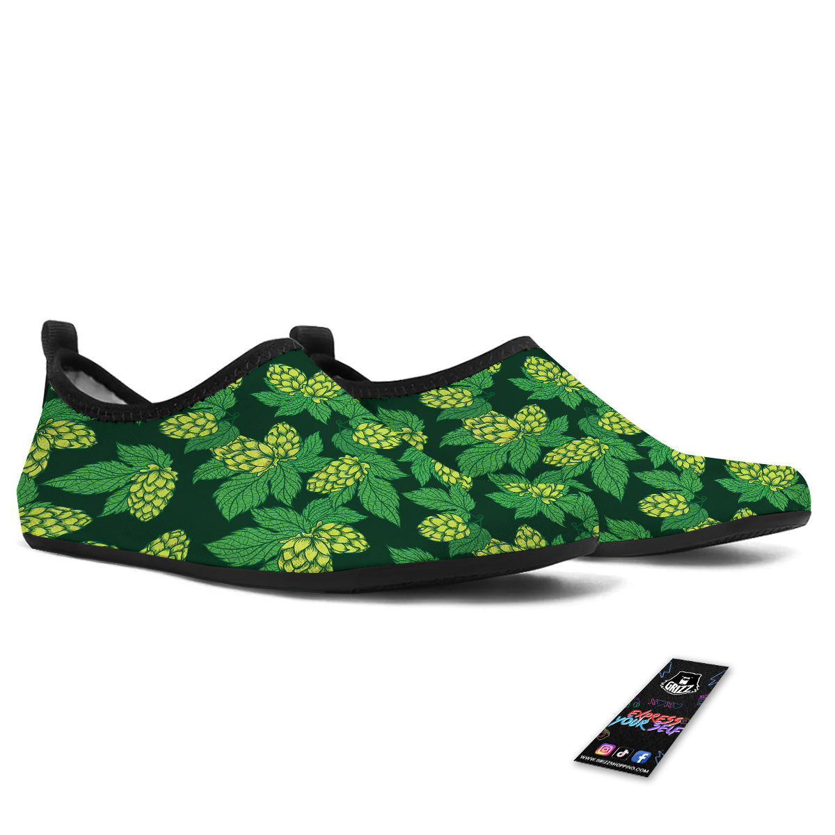 Hop Cone Vintage Print Pattern Water Shoes-grizzshop