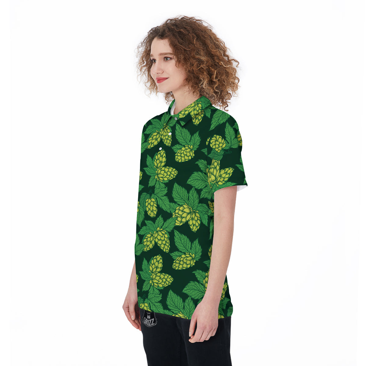 Hop Cone Vintage Print Pattern Women's Golf Shirts-grizzshop