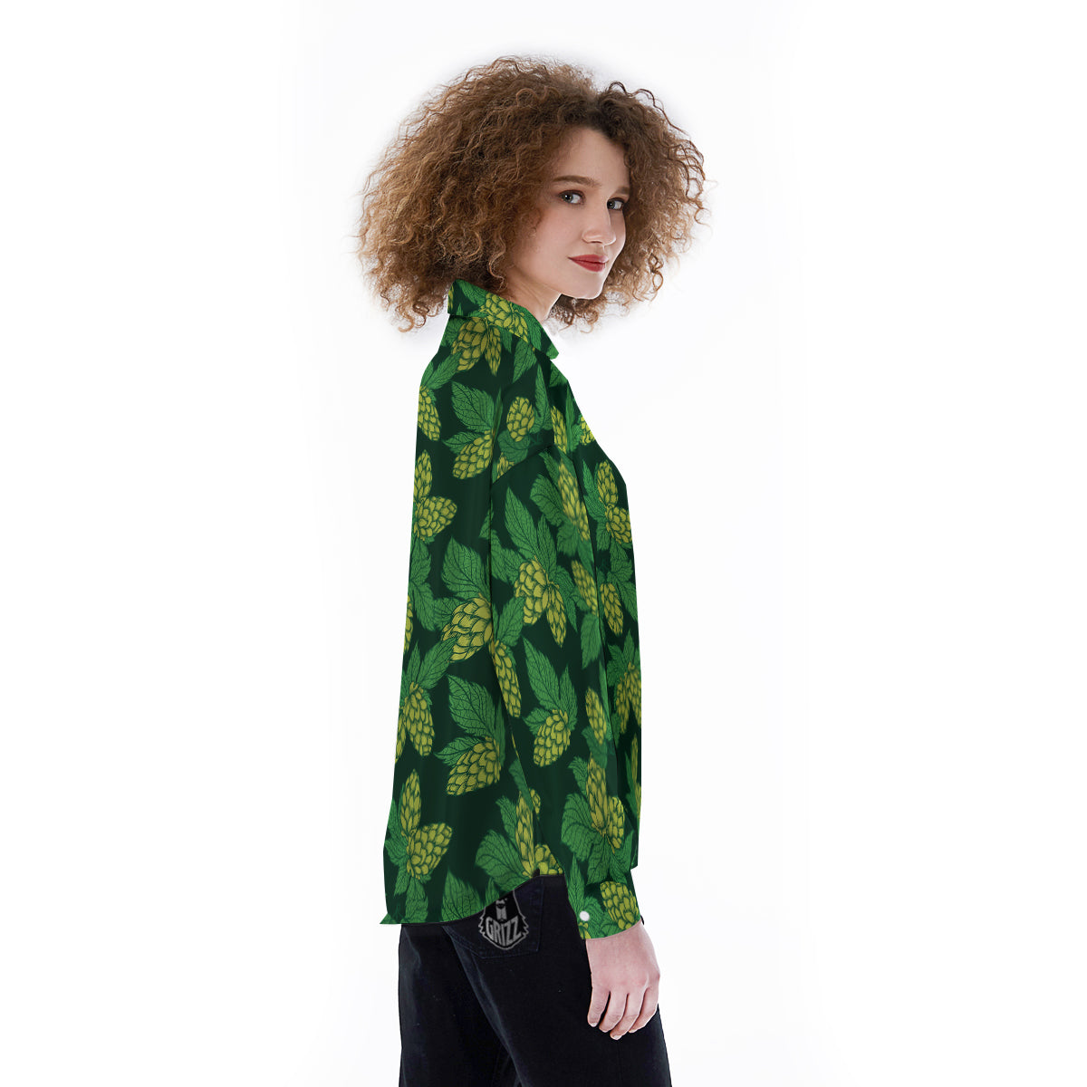Hop Cone Vintage Print Pattern Women's Long Sleeve Shirts-grizzshop