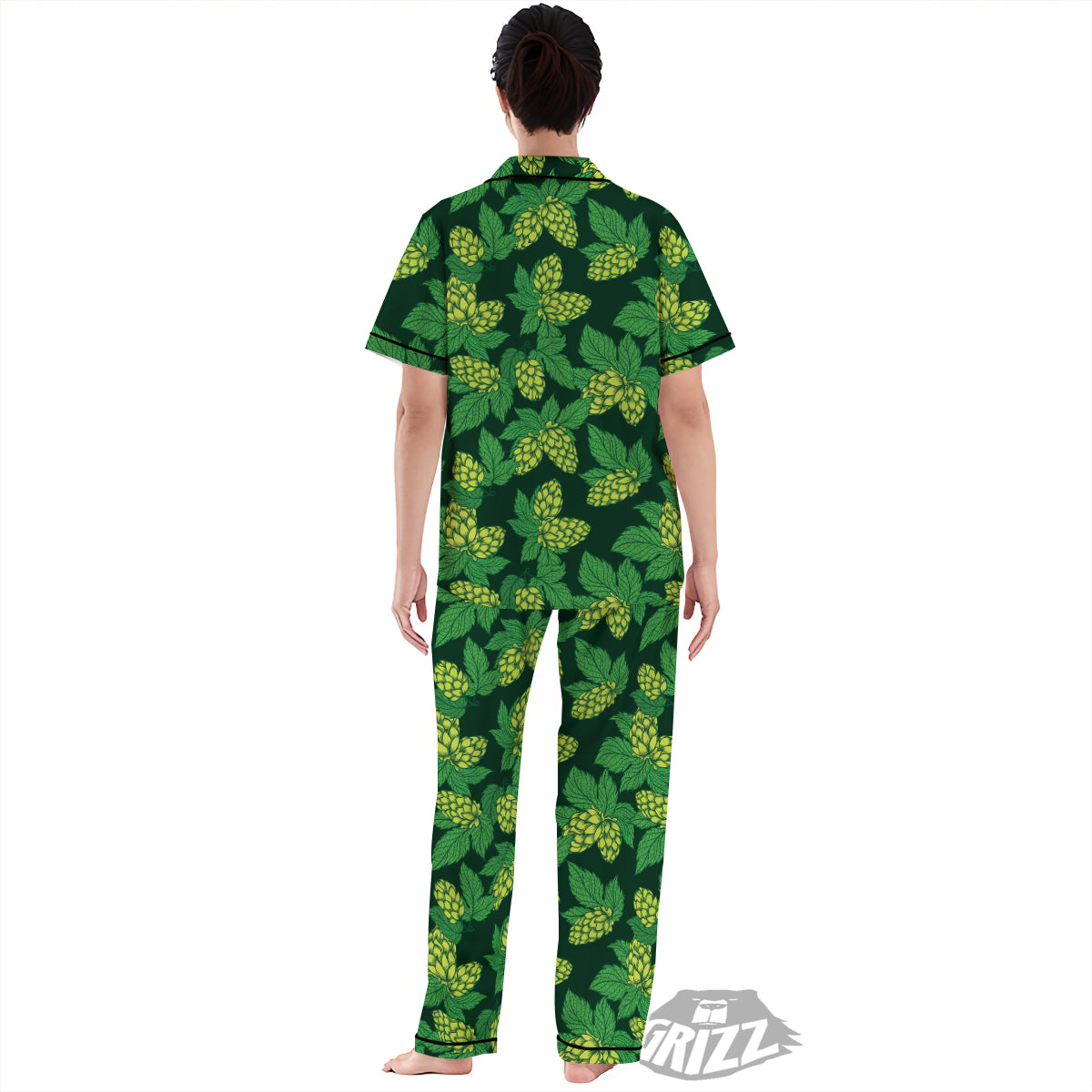 Hop Cone Vintage Print Pattern Women's Pajamas Set-grizzshop