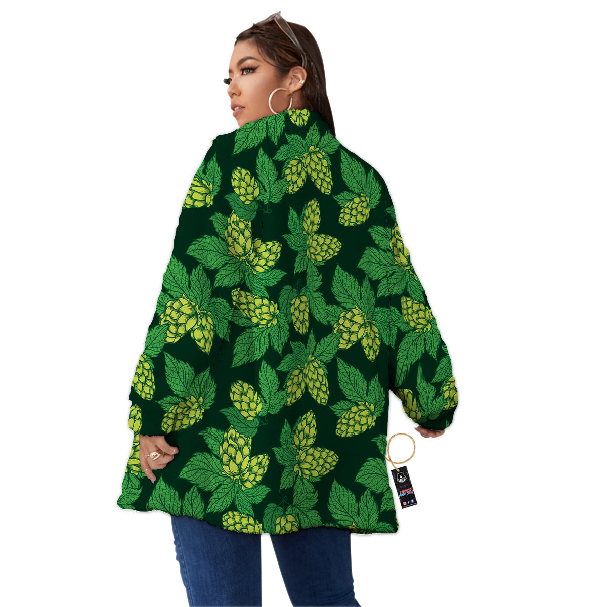 Hop Cone Vintage Print Pattern Women's Sherpa Jacket-grizzshop