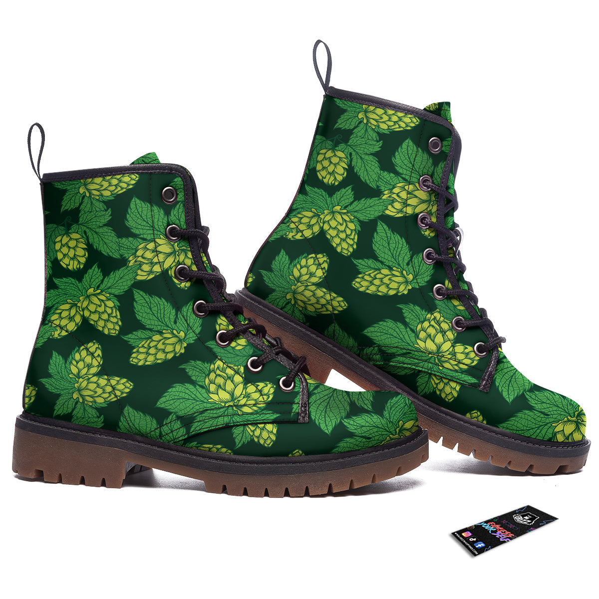 Hop Cone Vintage Print Pattern Work Boots-grizzshop