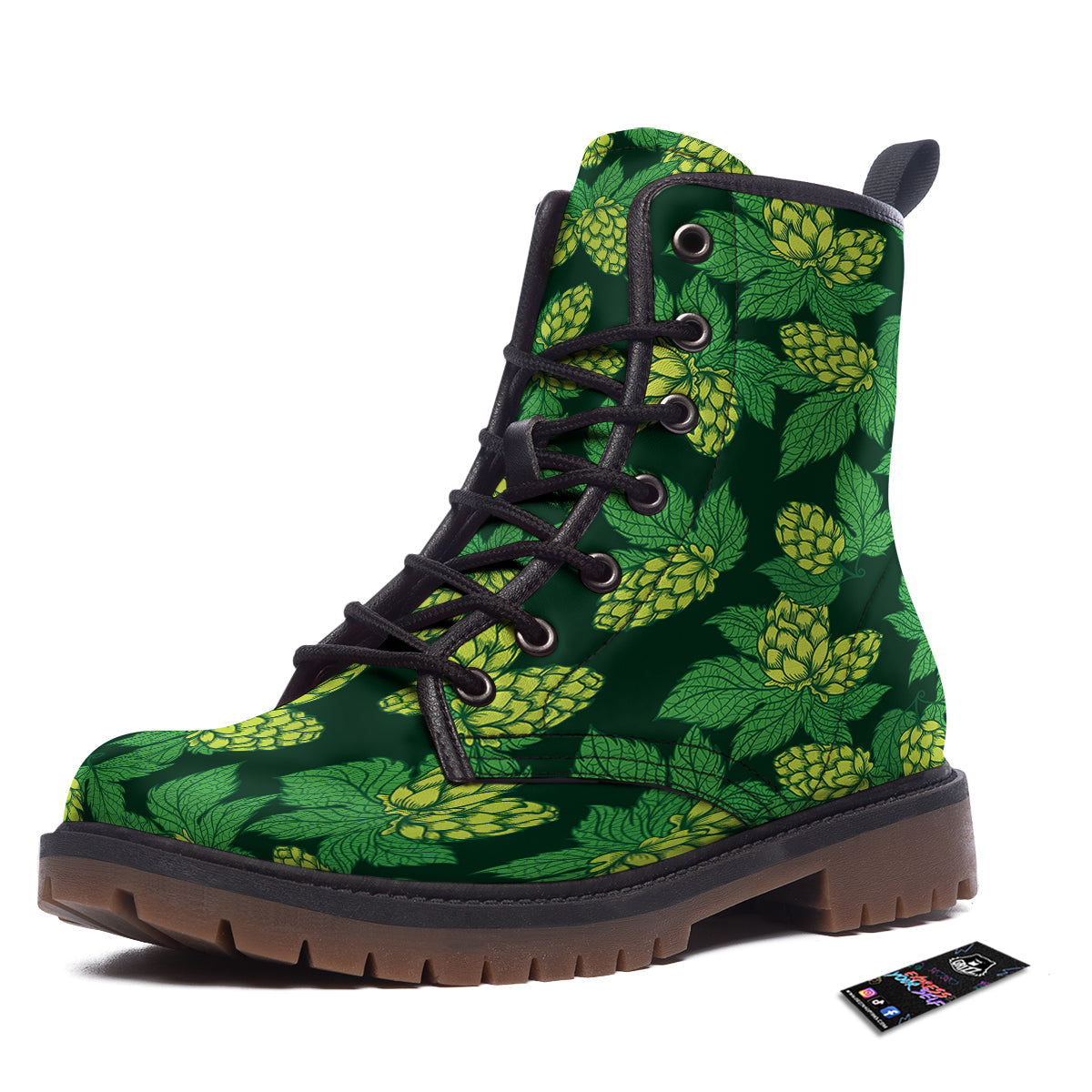 Hop Cone Vintage Print Pattern Work Boots-grizzshop