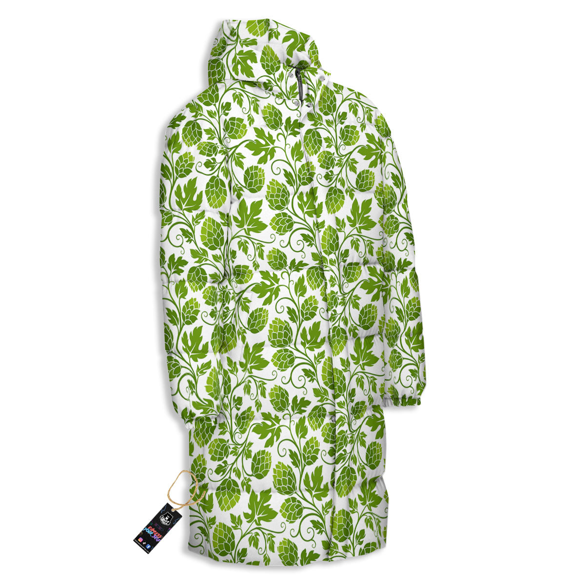 Hop Cone Cartoon Print Pattern Long Down Jacket