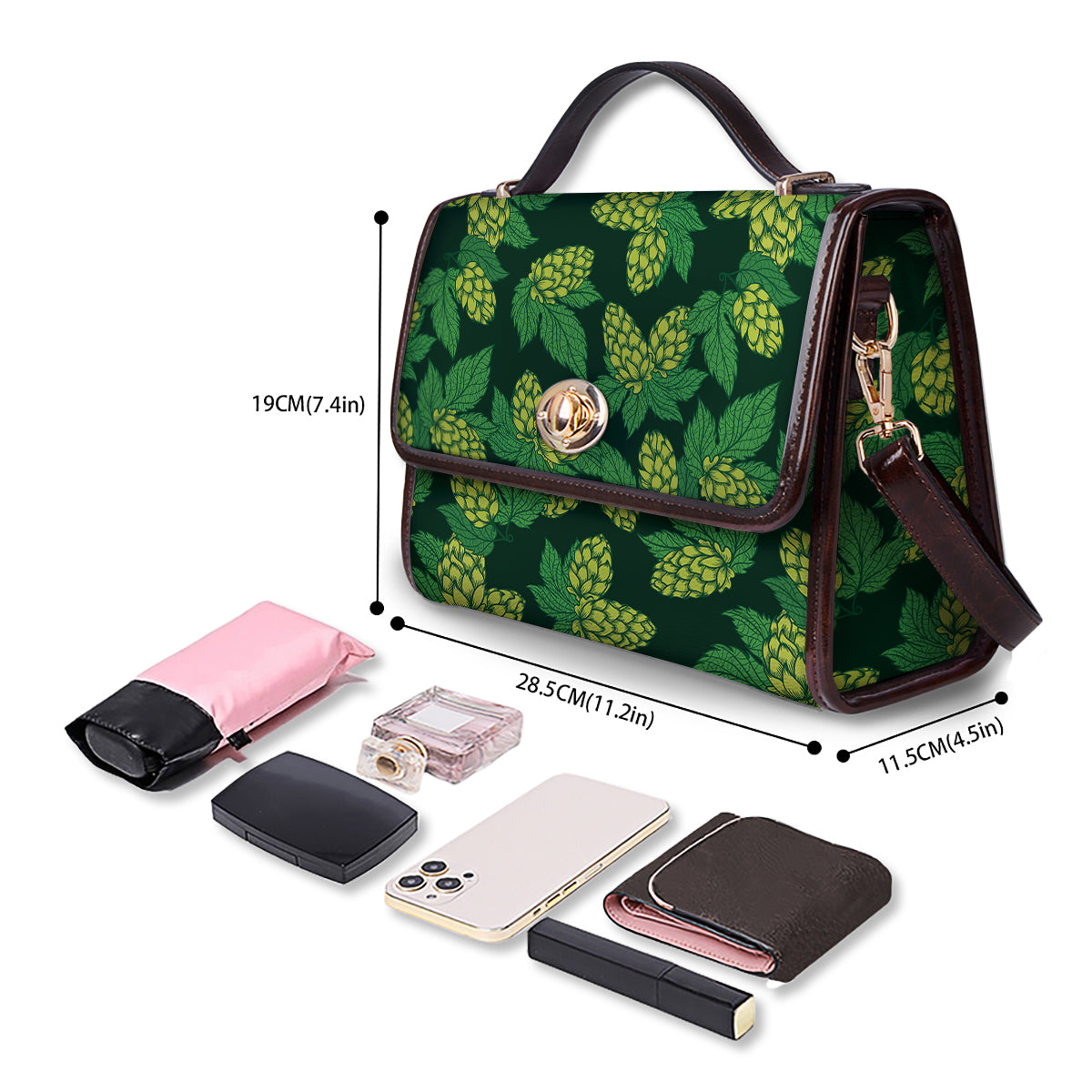 Hop Cone Vintage Print Pattern Women's Satchel Bag