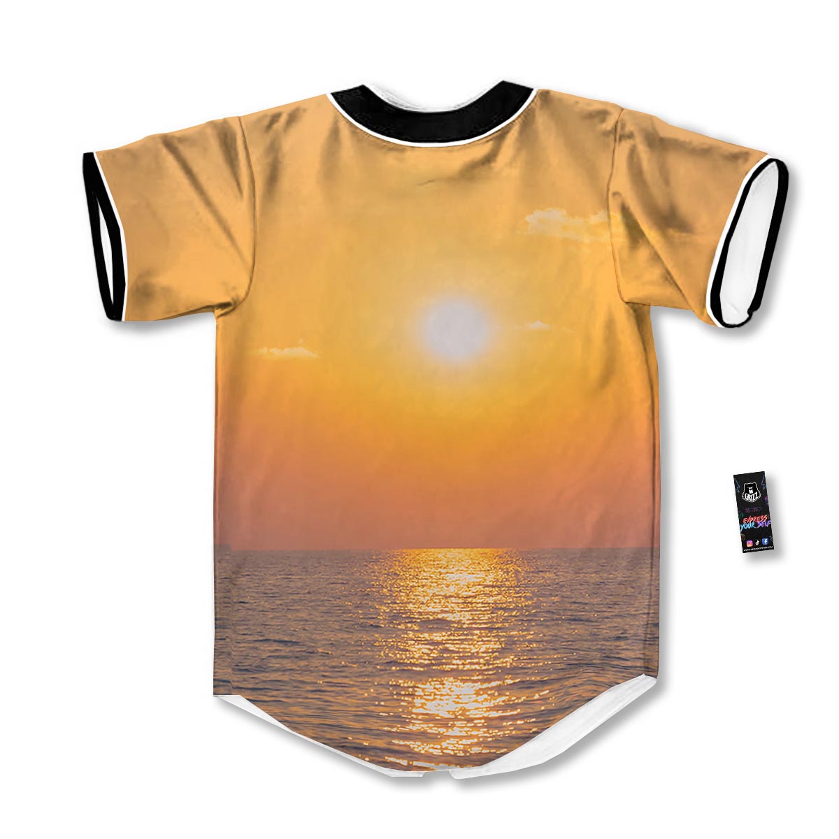 Horizon Sunrise Print Baseball Jersey-grizzshop