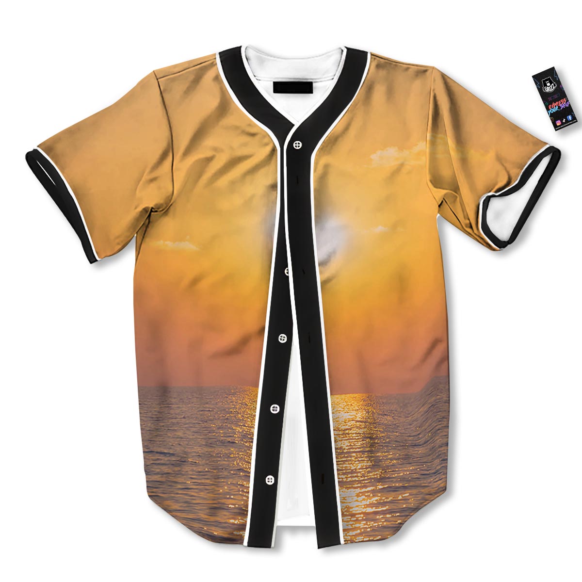Horizon Sunrise Print Baseball Jersey-grizzshop