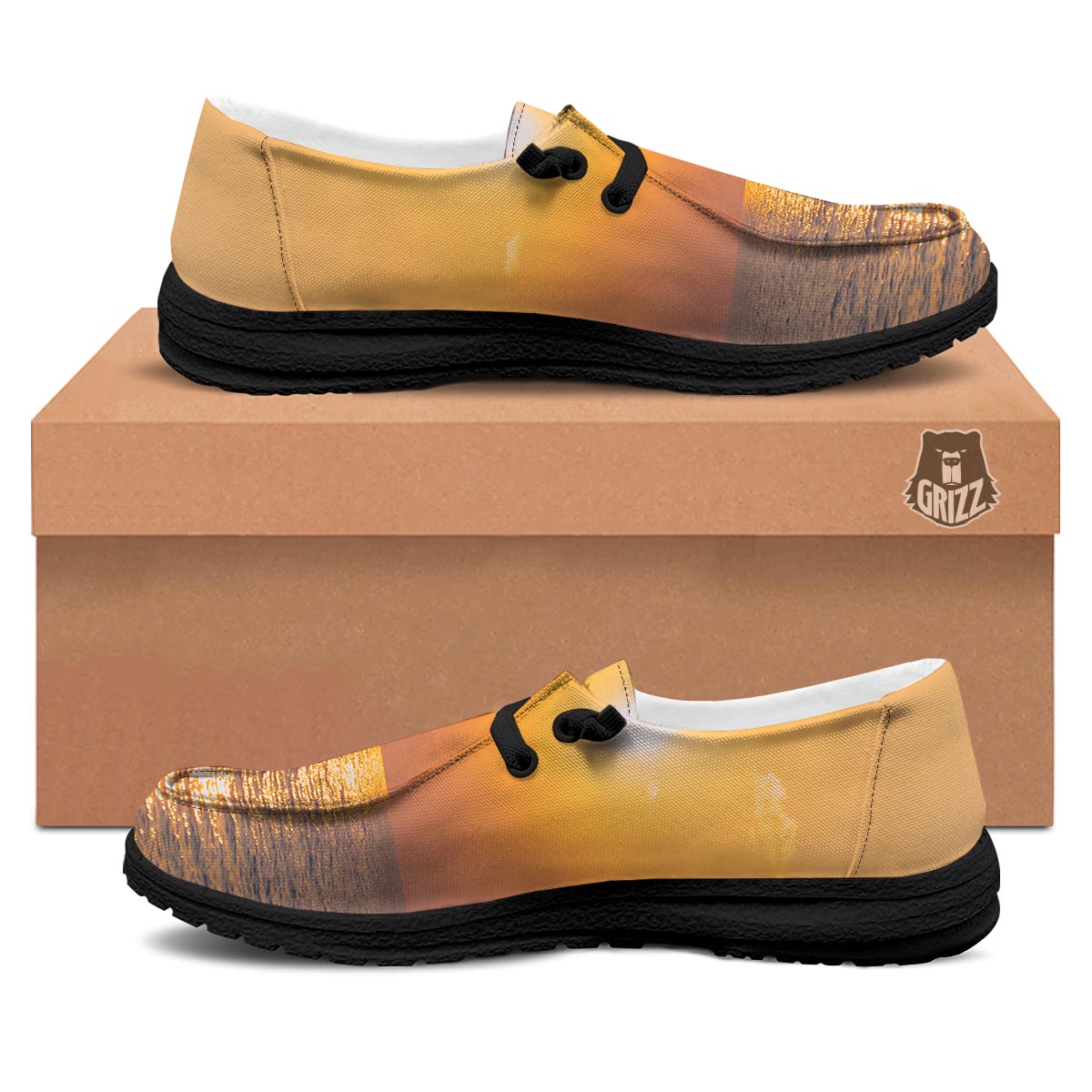 Horizon Sunrise Print Black Loafers-grizzshop