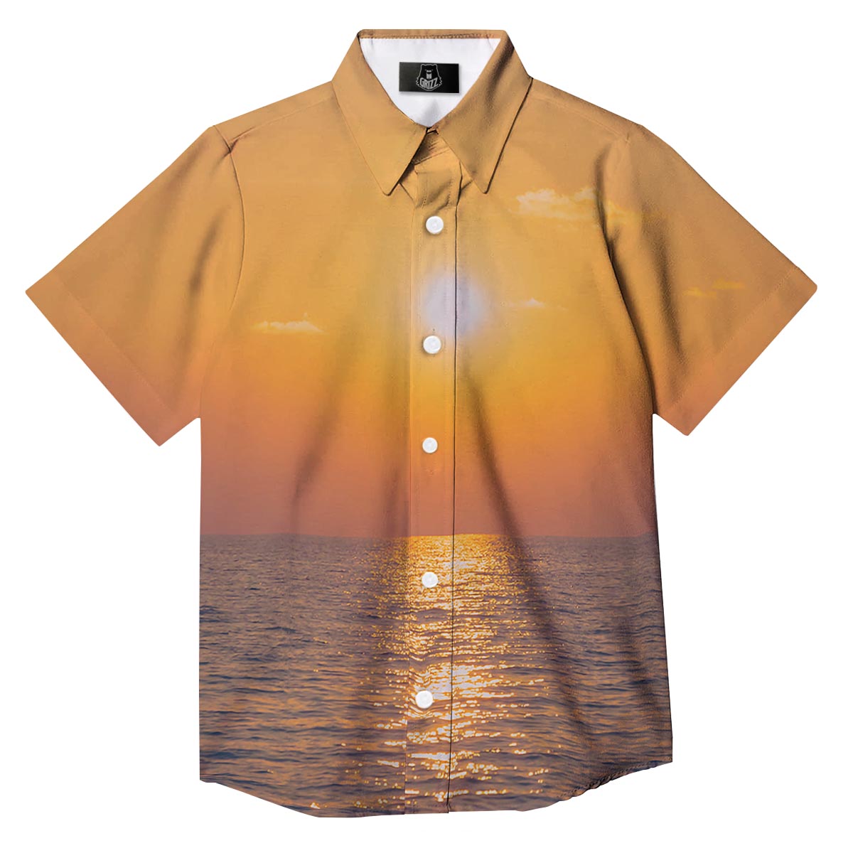 Horizon Sunrise Print Button Up Shirt-grizzshop