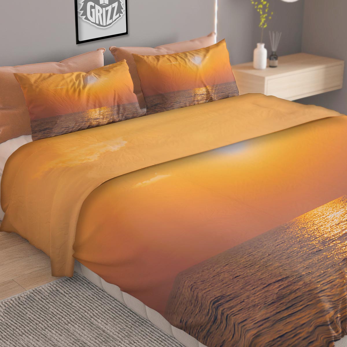 Horizon Sunrise Print Duvet Cover Bedding Set