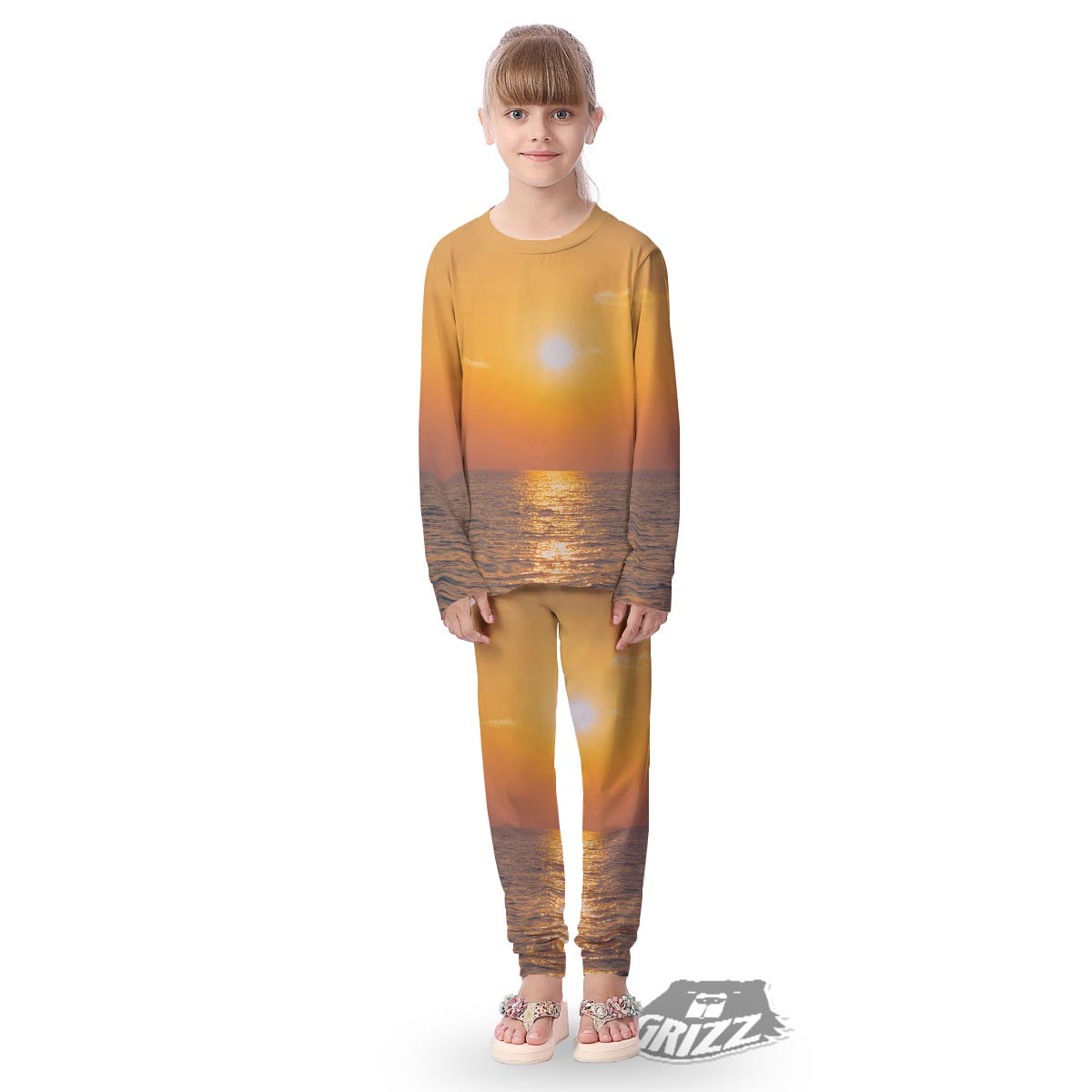 Horizon Sunrise Print Kid's Pajamas-grizzshop