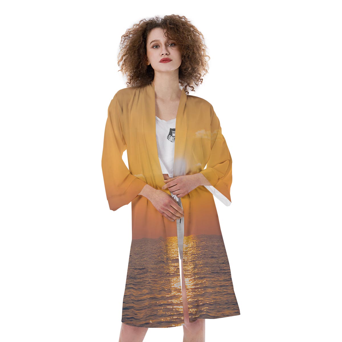 Horizon Sunrise Print Kimono-grizzshop