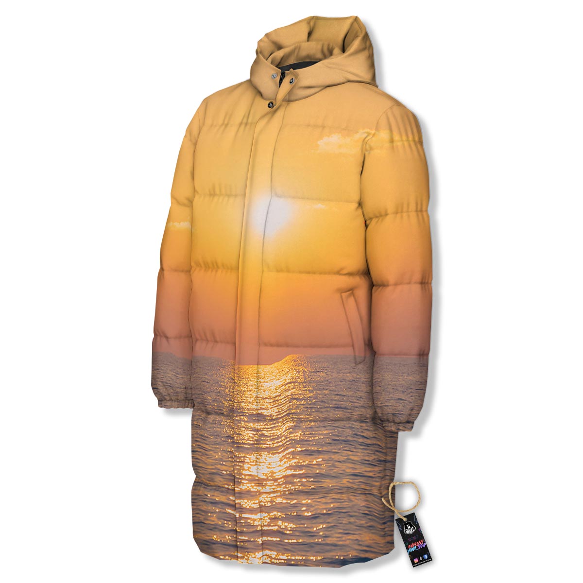 Horizon Sunrise Print Long Down Jacket-grizzshop