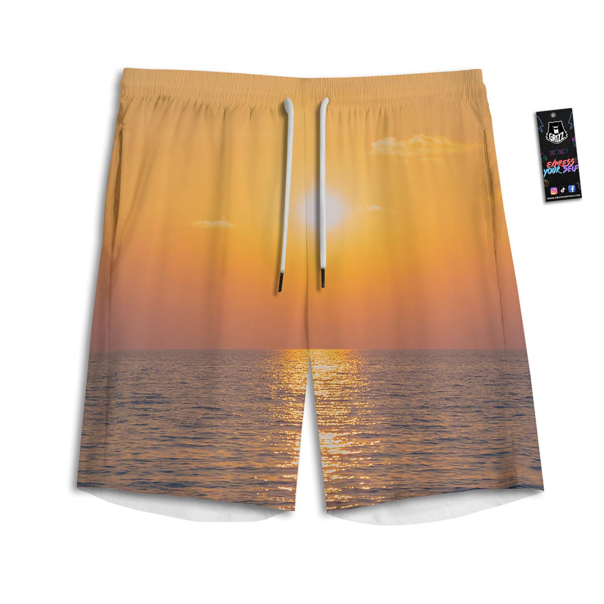 Horizon Sunrise Print Men's Athletic Shorts