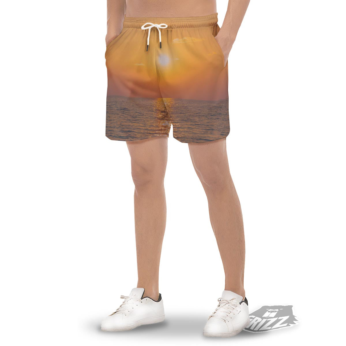 Horizon Sunrise Print Men's Gym Shorts-grizzshop