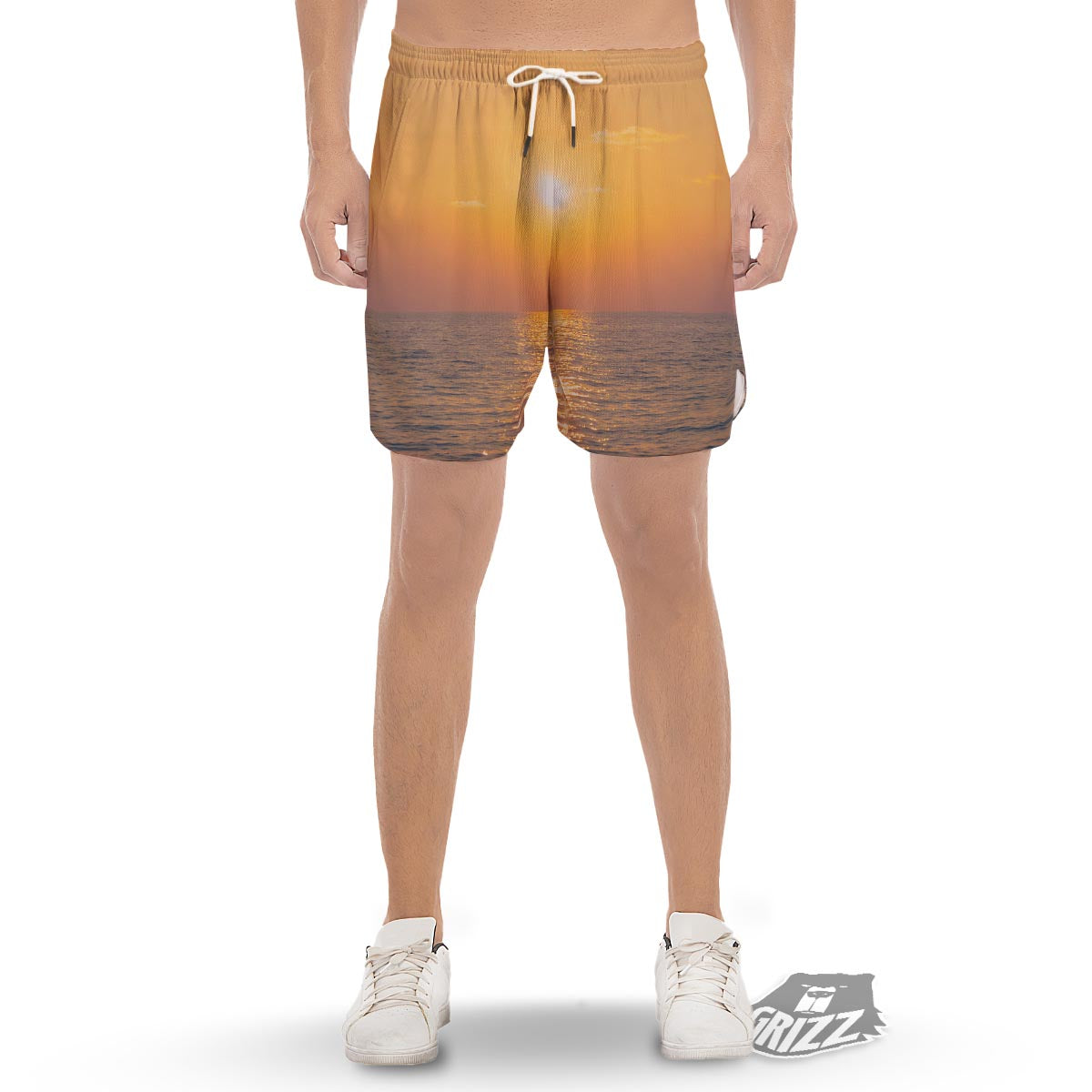Horizon Sunrise Print Men's Gym Shorts-grizzshop