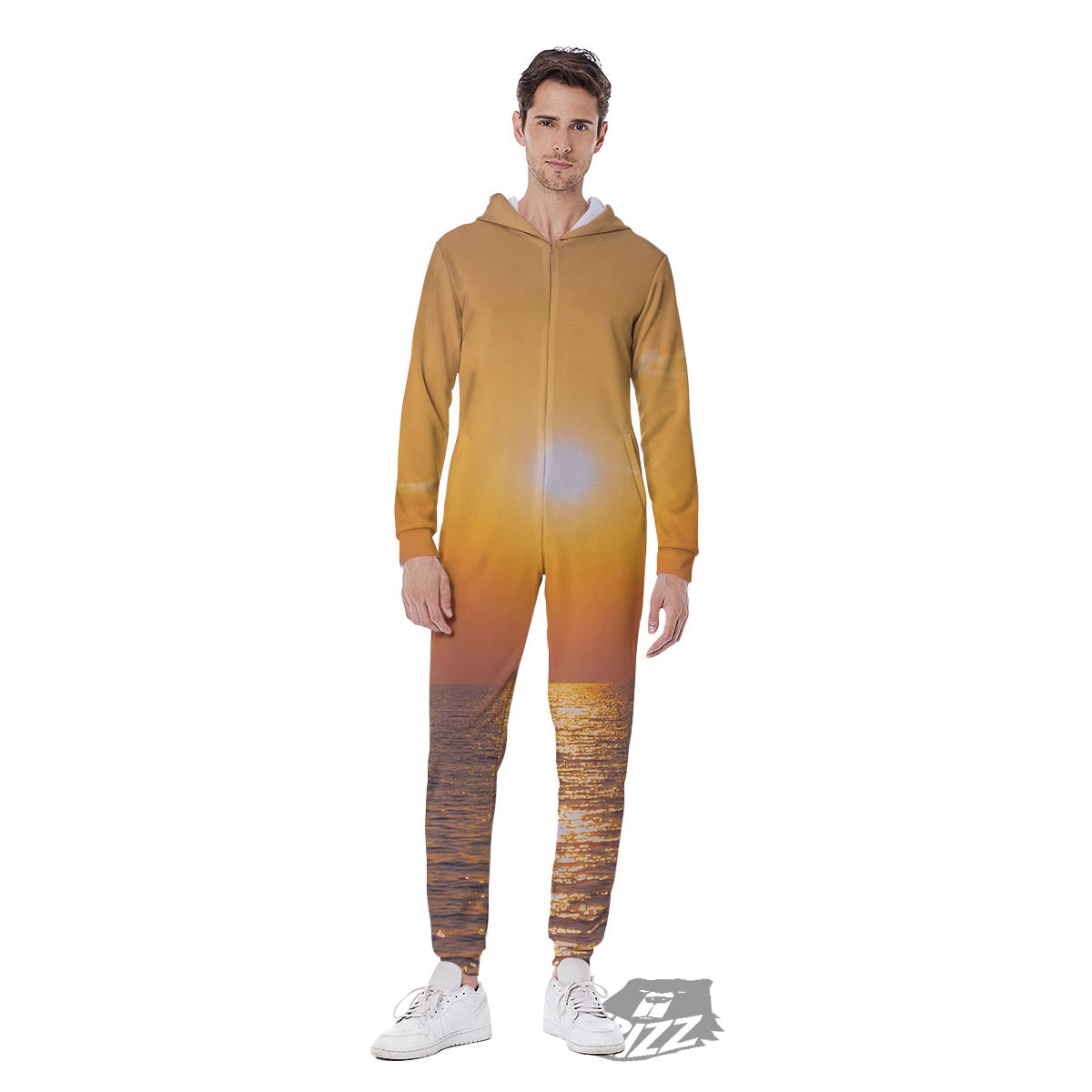 Horizon Sunrise Print Men's Jumpsuit-grizzshop