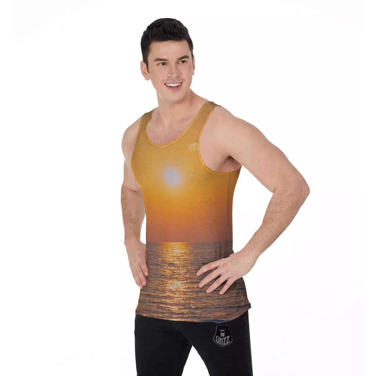 Horizon Sunrise Print Men's Tank Top-grizzshop