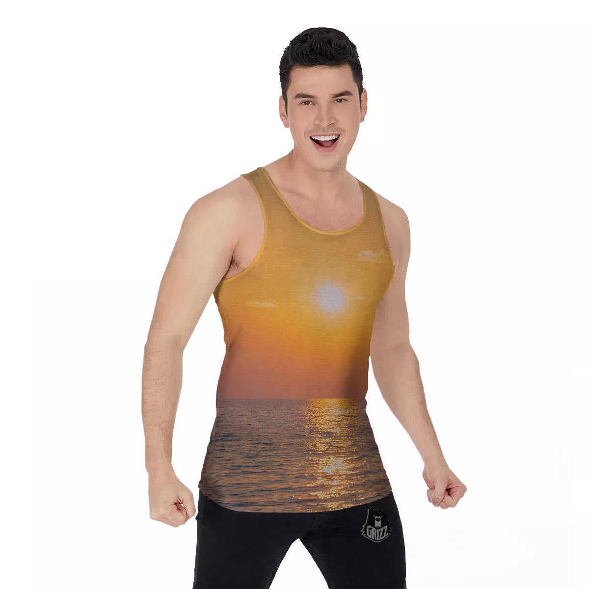 Horizon Sunrise Print Men's Tank Top-grizzshop