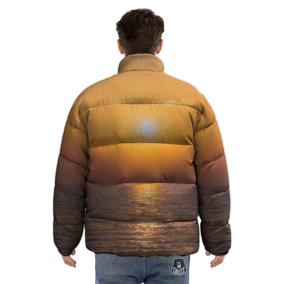 Horizon Sunrise Print Puffer Jacket-grizzshop