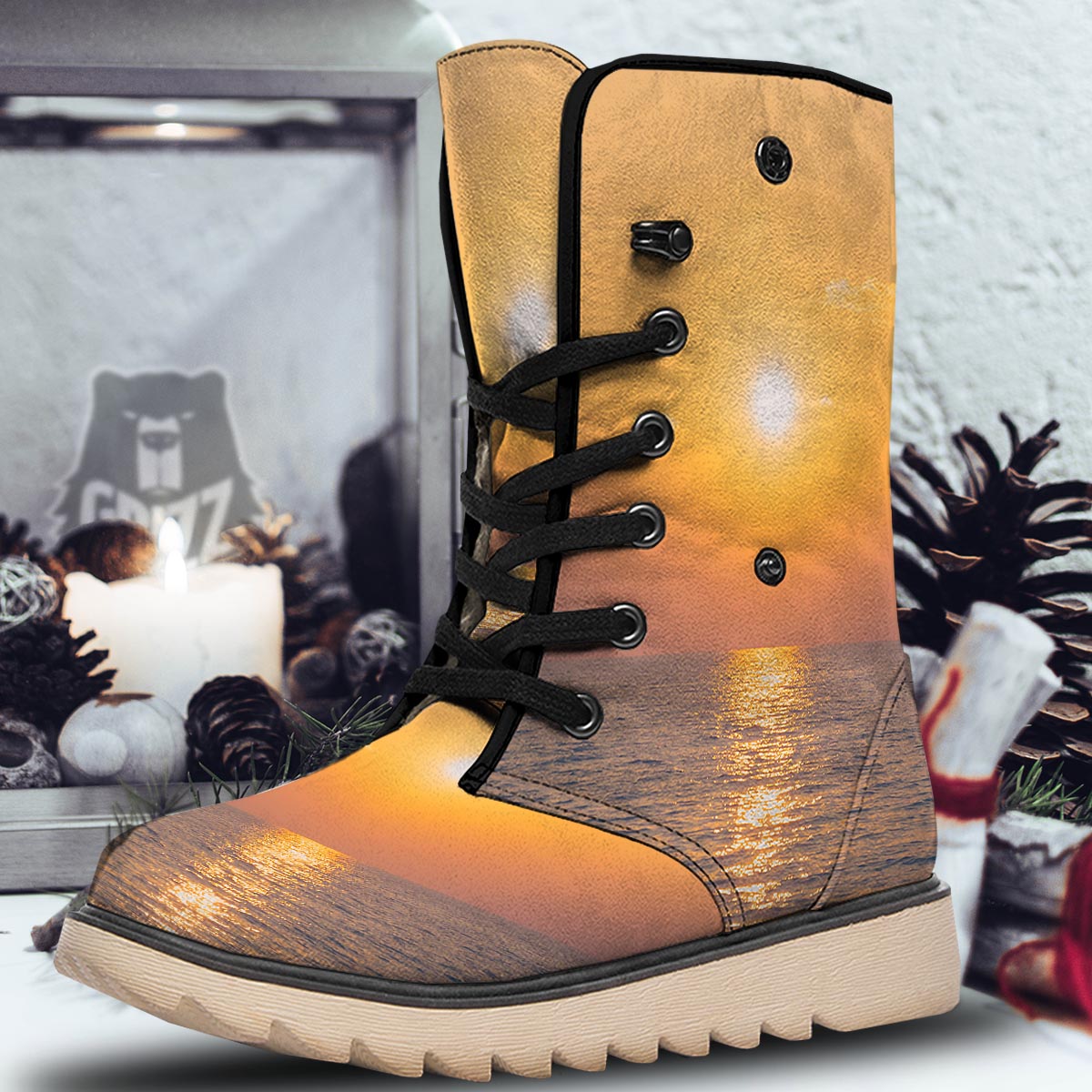 Horizon Sunrise Print Snow Boots-grizzshop