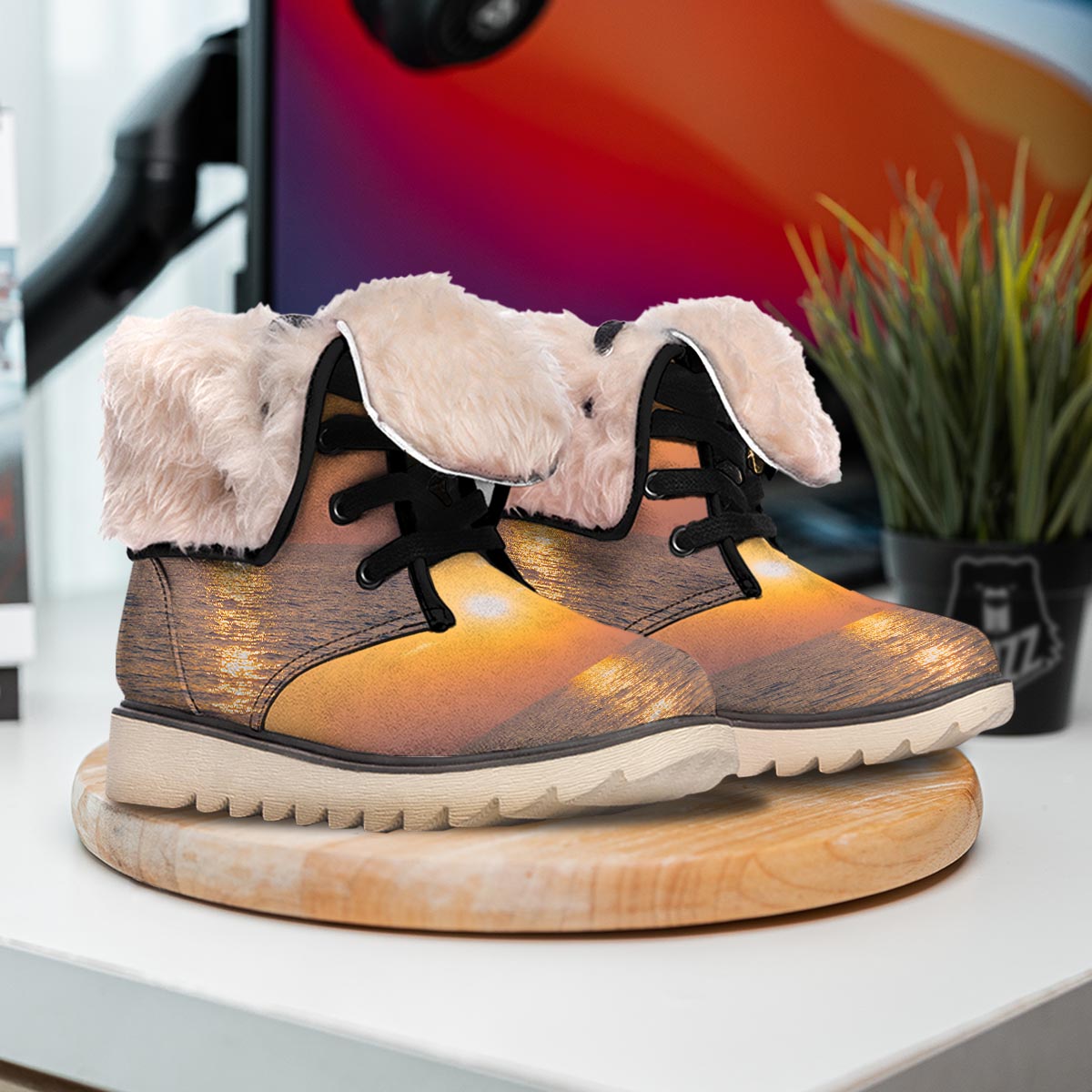 Horizon Sunrise Print Snow Boots-grizzshop