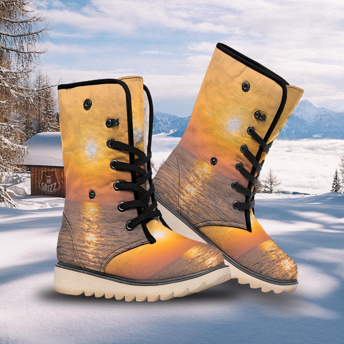Horizon Sunrise Print Snow Boots-grizzshop