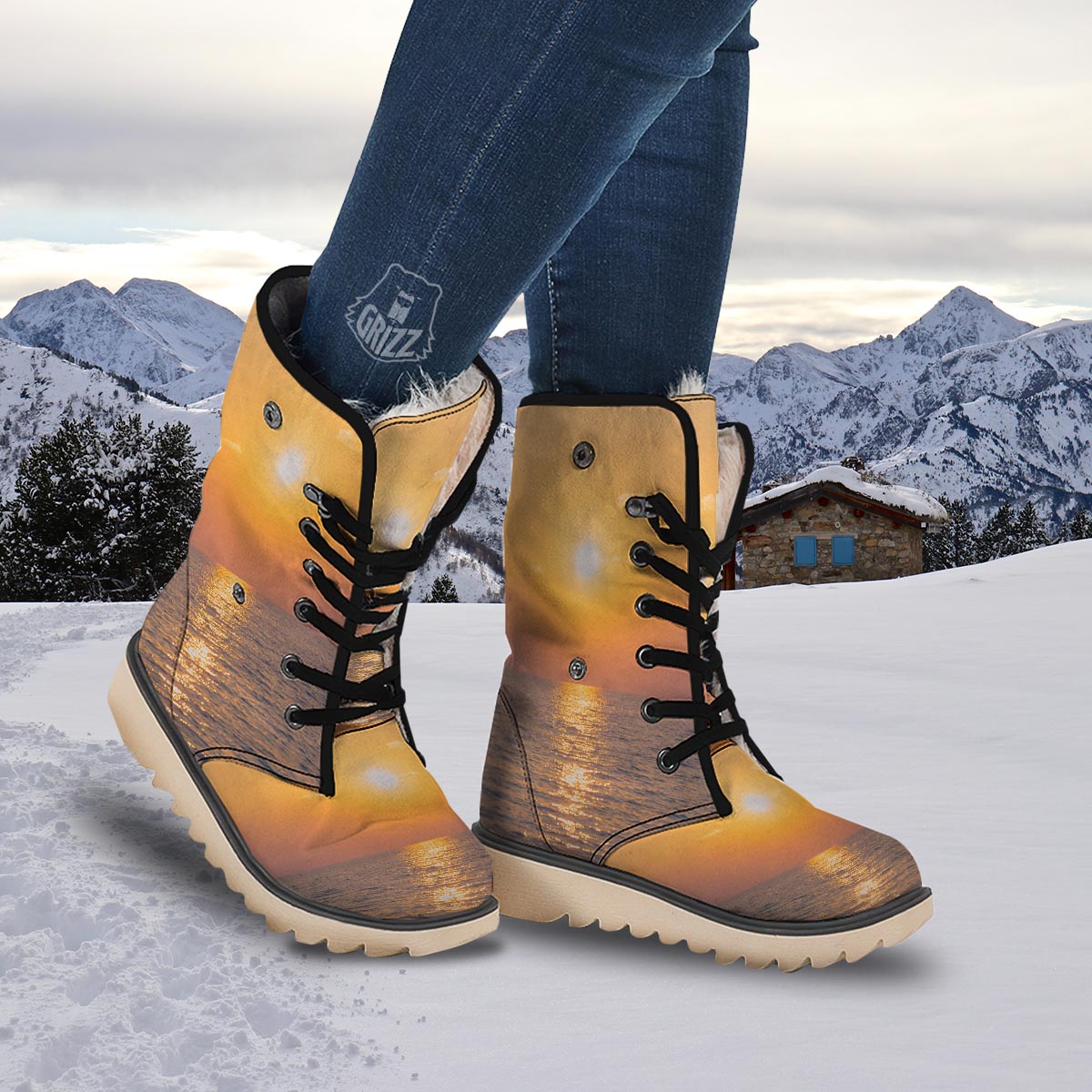 Horizon Sunrise Print Snow Boots-grizzshop