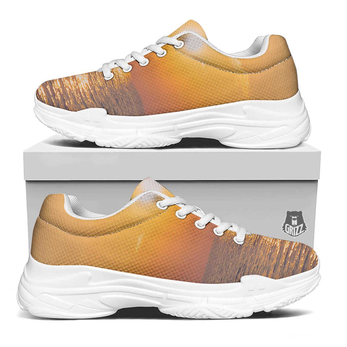 Horizon Sunrise Print White Chunky Shoes-grizzshop