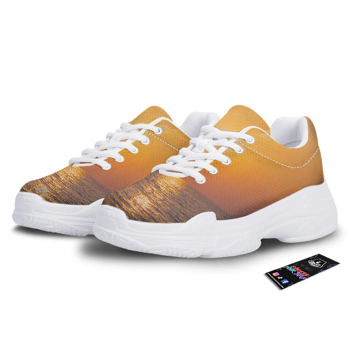 Horizon Sunrise Print White Chunky Shoes-grizzshop