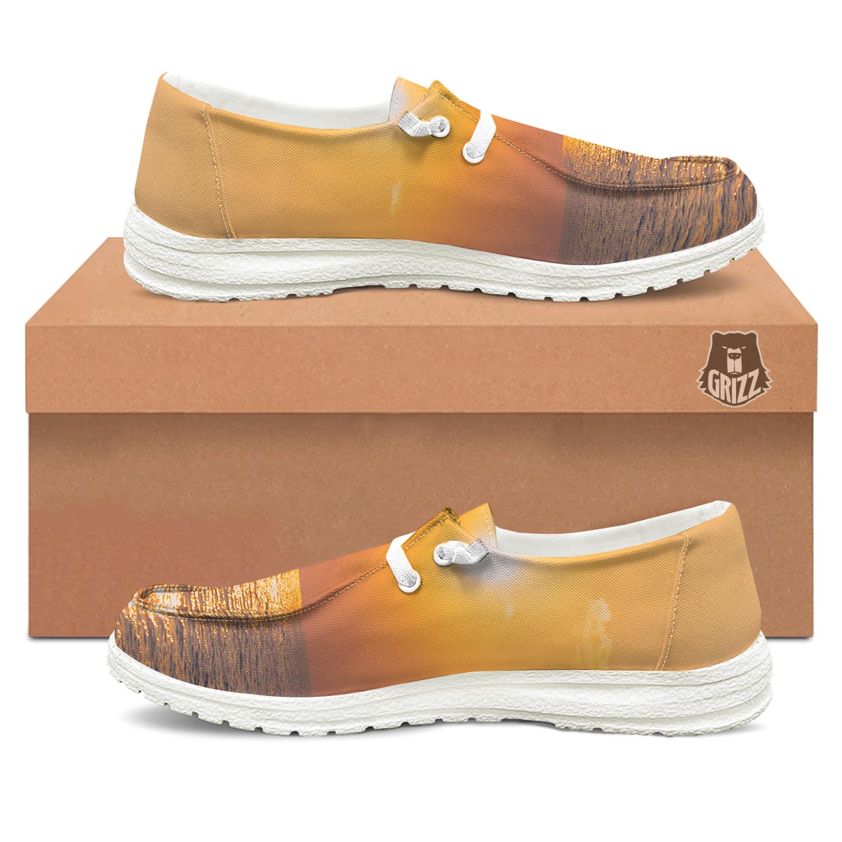 Horizon Sunrise Print White Loafers-grizzshop