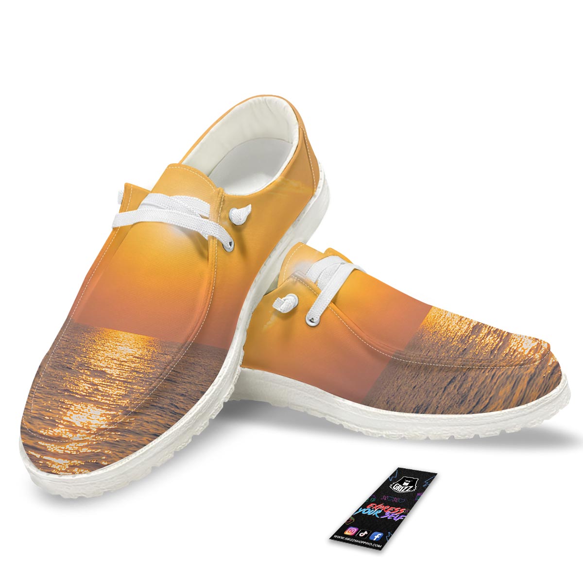 Horizon Sunrise Print White Loafers-grizzshop