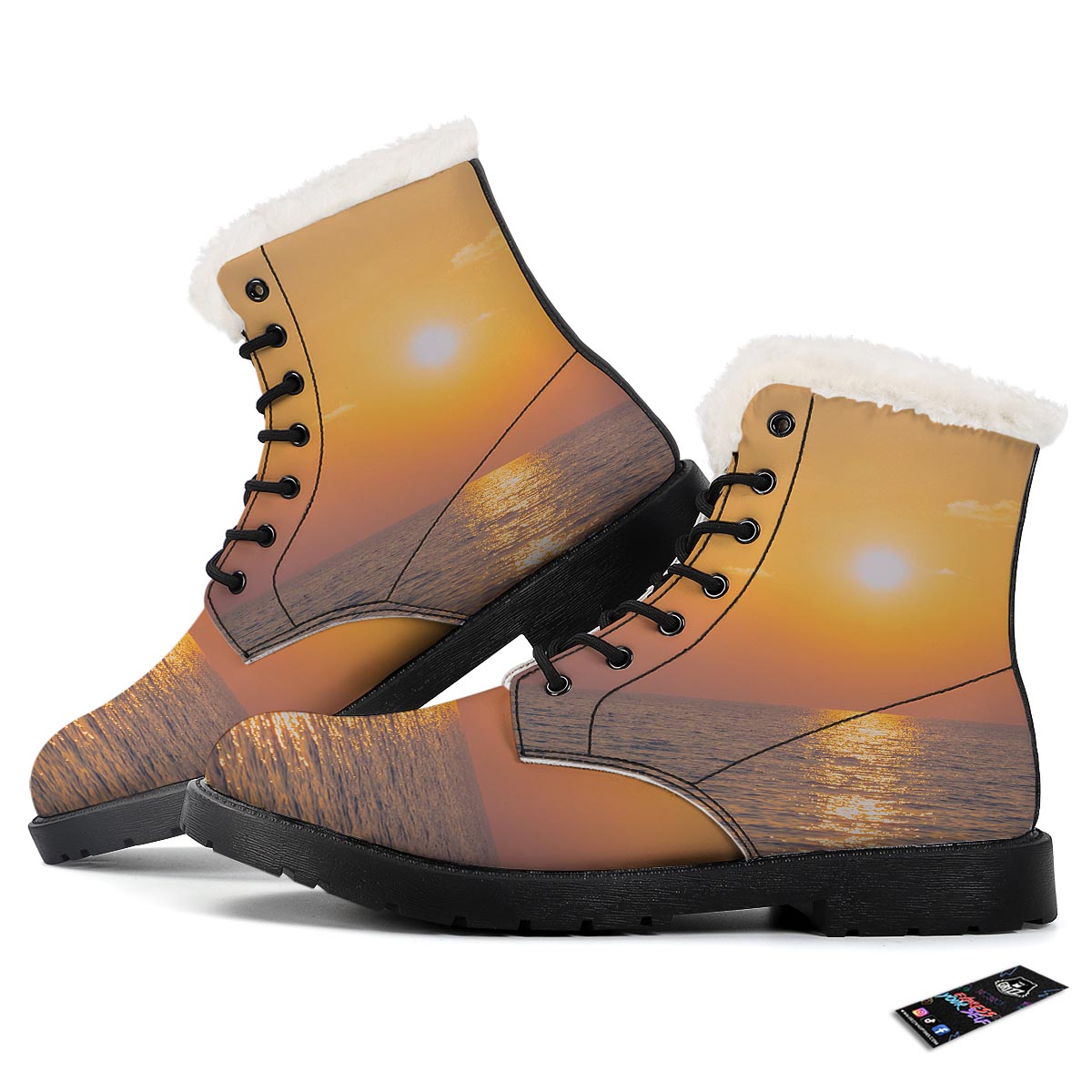 Horizon Sunrise Print Winter Boots-grizzshop