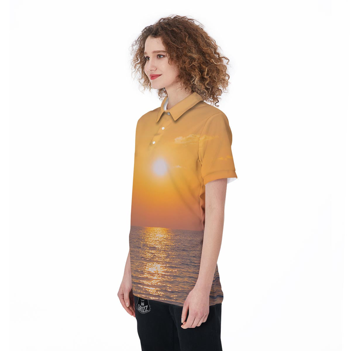 Horizon Sunrise Print Women's Golf Shirts-grizzshop