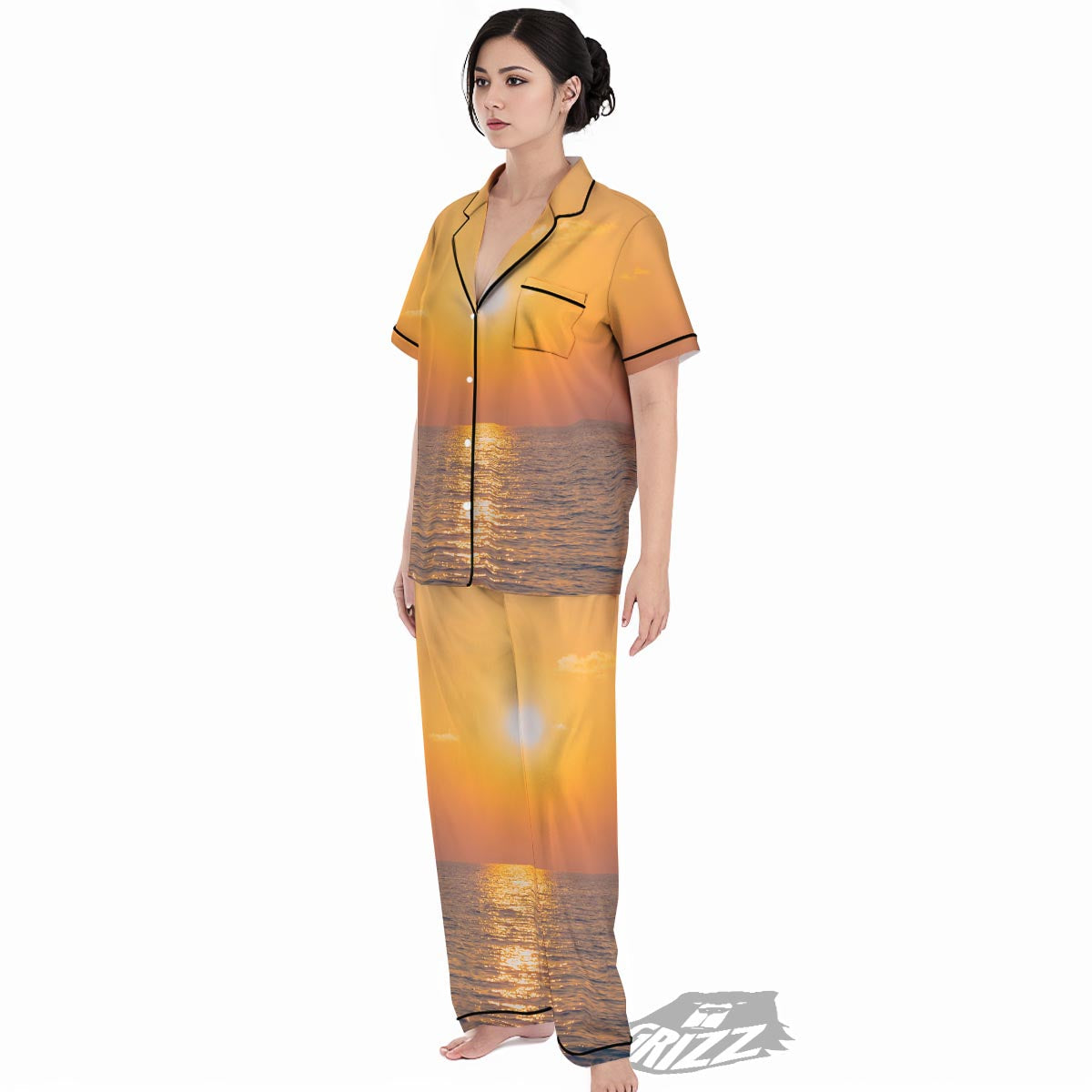 Horizon Sunrise Print Women's Pajamas Set-grizzshop