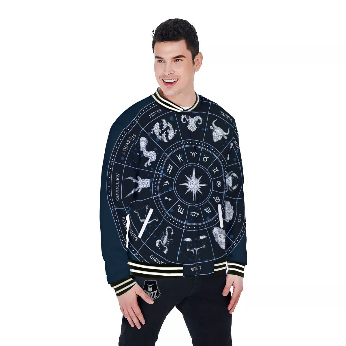 Horoscopes Zodiac Print Baseball Jacket-grizzshop
