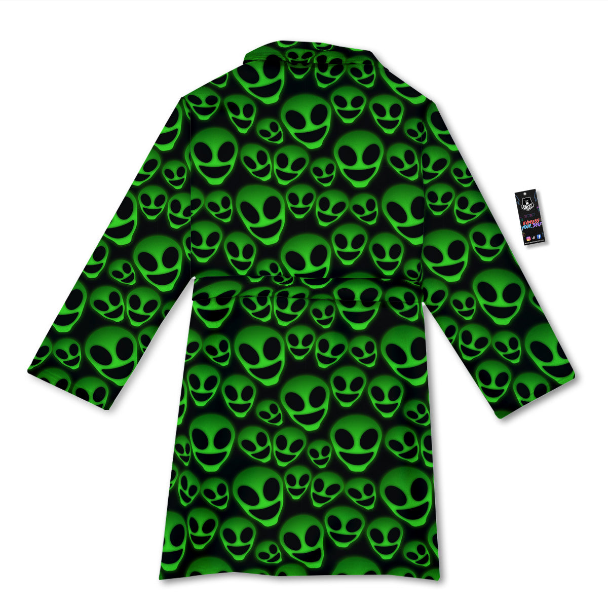 Horror Alien Green Neon Print Pattern Bathrobe-grizzshop