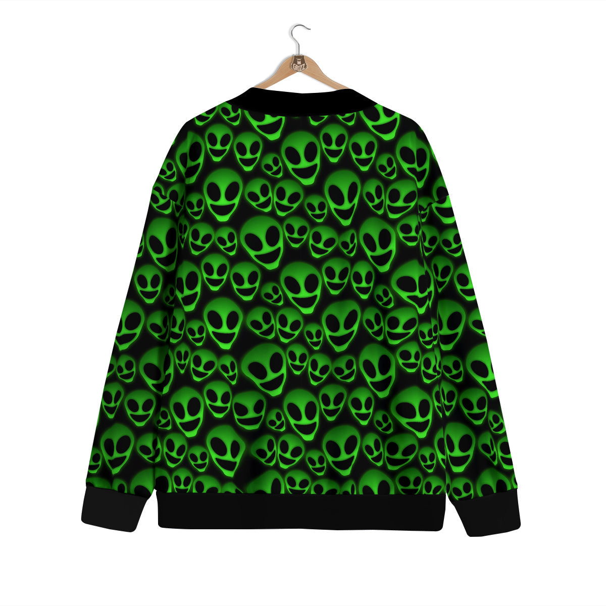 Horror Alien Green Neon Print Pattern Cardigan-grizzshop