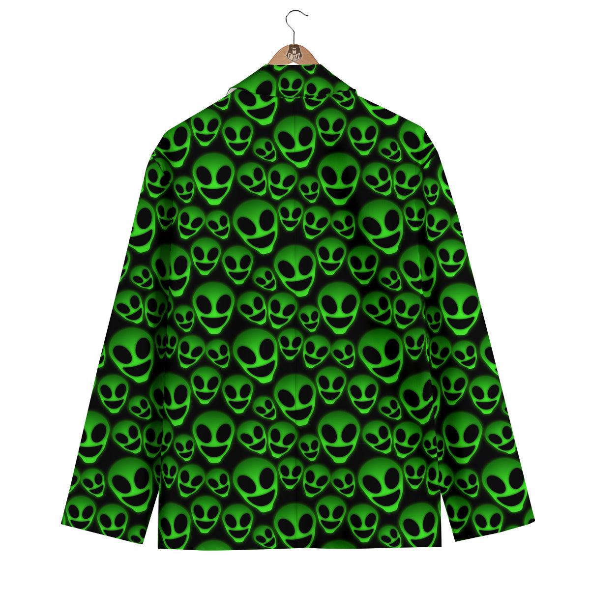 Horror Alien Green Neon Print Pattern Men's Blazer-grizzshop