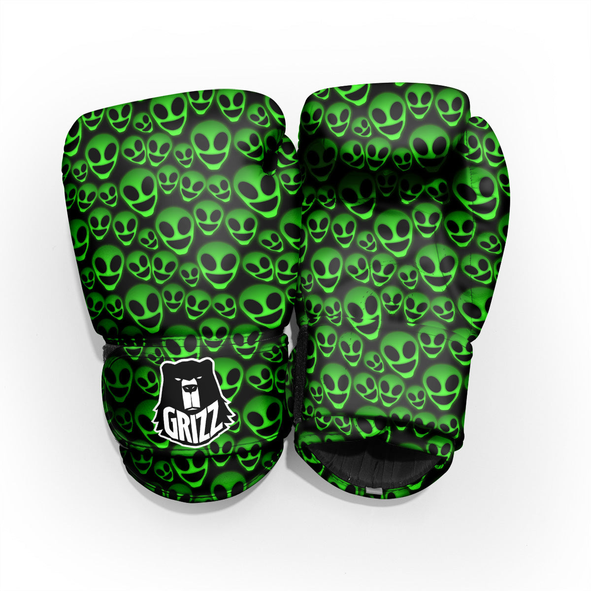 Horror Alien Green Neon Print Pattern Pro Boxing Glove
