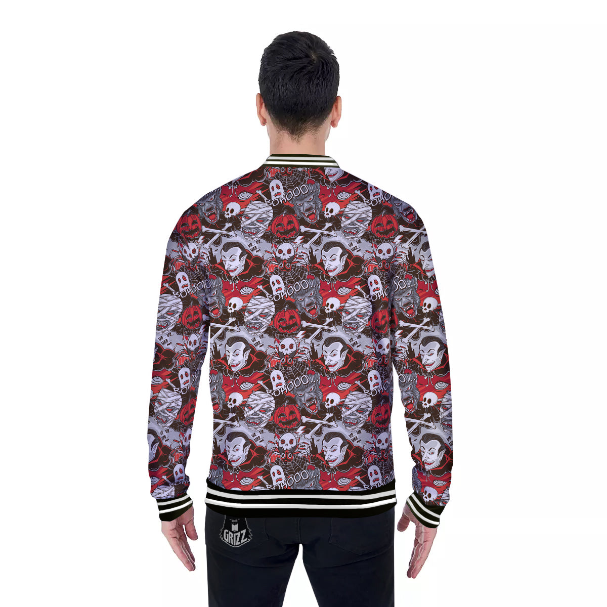 Horror Monsters Halloween Print Pattern Baseball Jacket-grizzshop