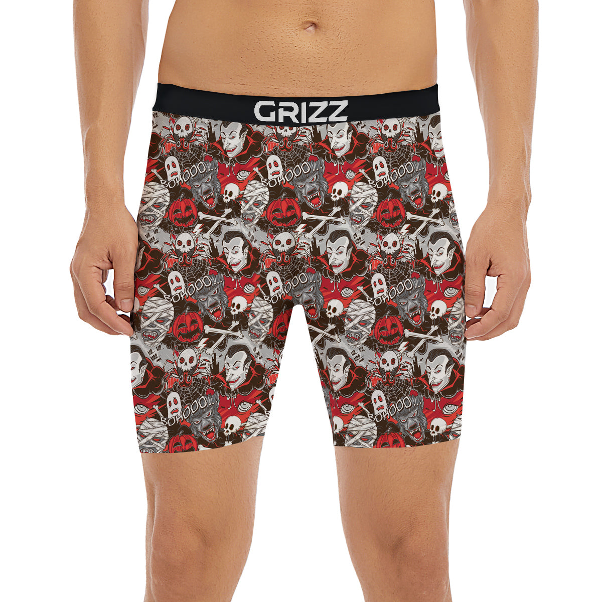 Horror Monsters Halloween Print Pattern Boxer Briefs-grizzshop