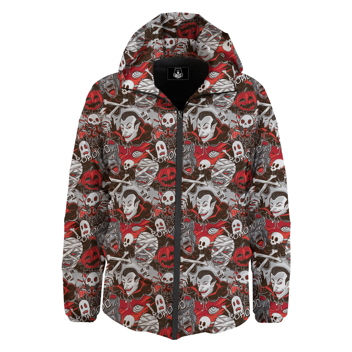Horror Monsters Halloween Print Pattern Down Jacket-grizzshop