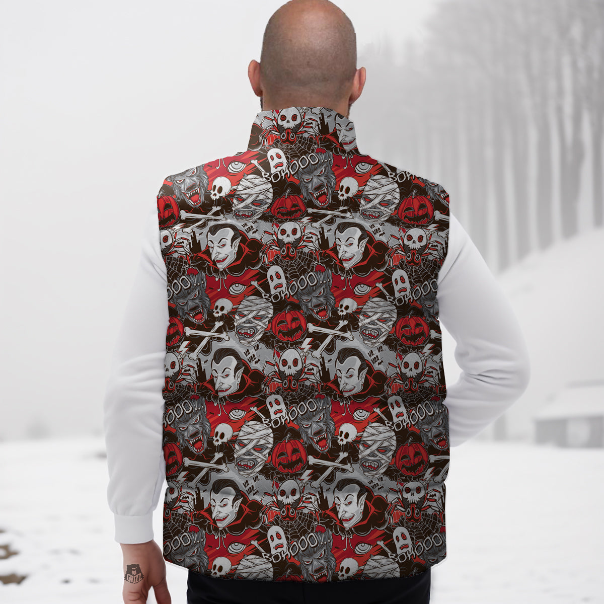 Horror Monsters Halloween Print Pattern Down Vest