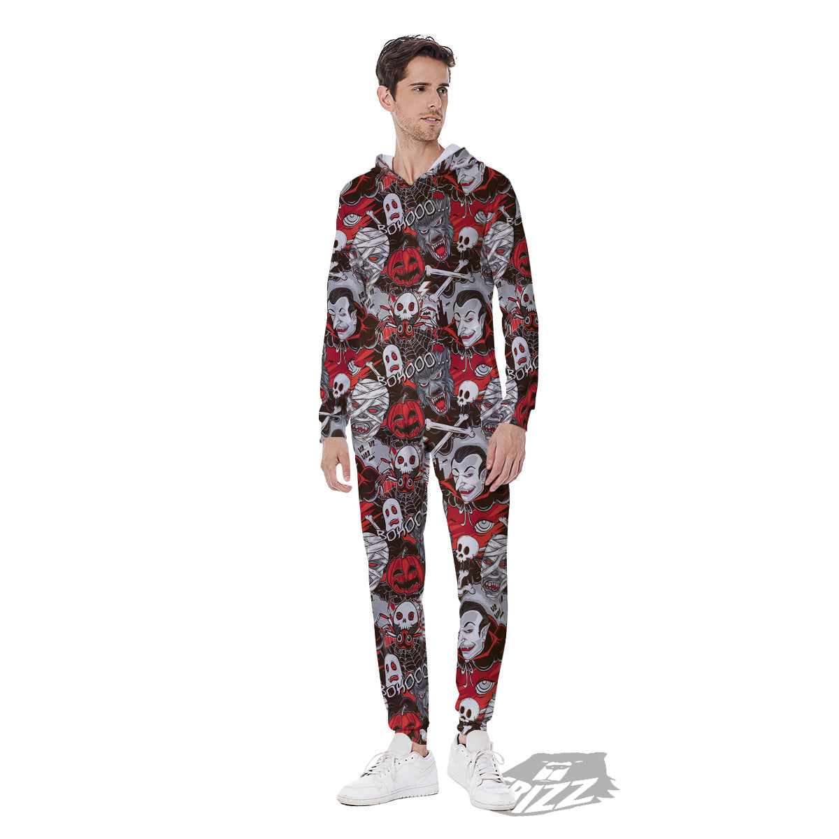 Horror Monsters Halloween Print Pattern Men's Jumpsuit-grizzshop