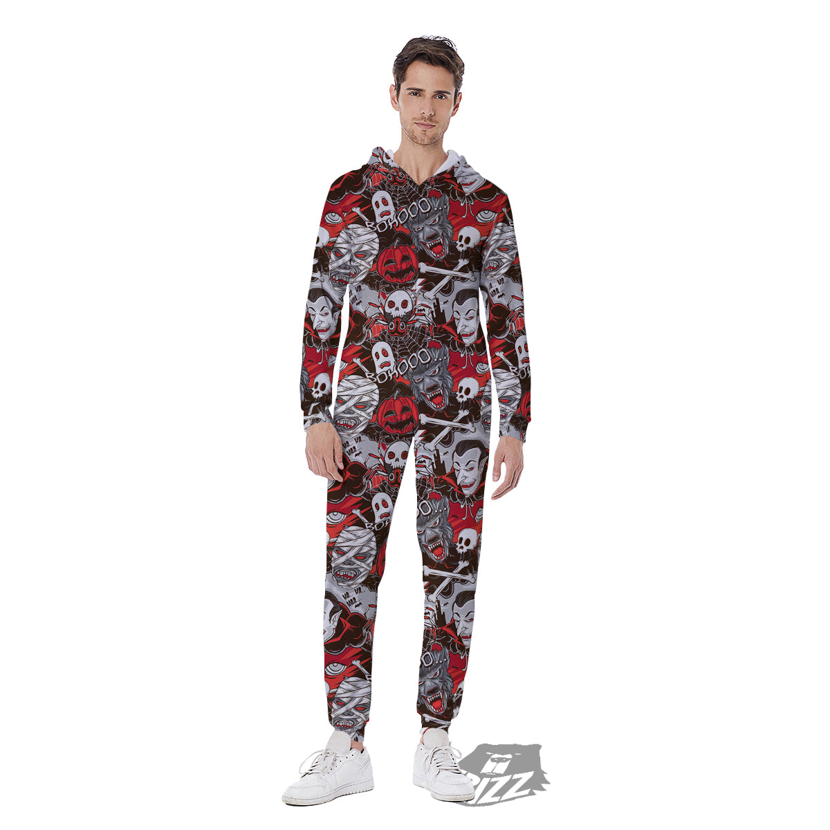 Horror Monsters Halloween Print Pattern Men's Jumpsuit-grizzshop