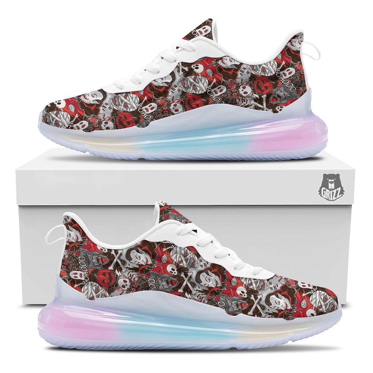 Horror Monsters Halloween Print Pattern Running Sneakers-grizzshop