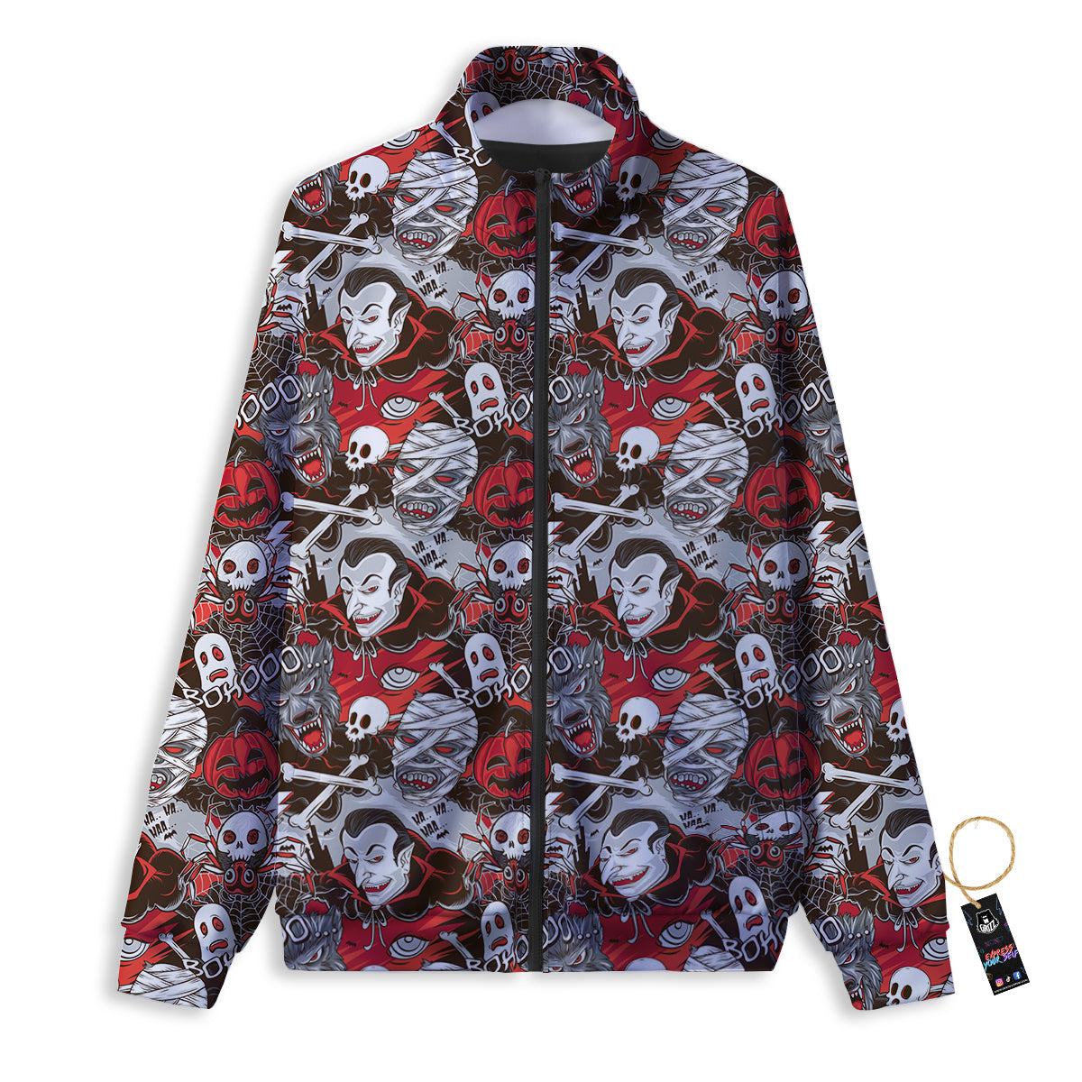 Horror Monsters Halloween Print Pattern Track Jacket-grizzshop