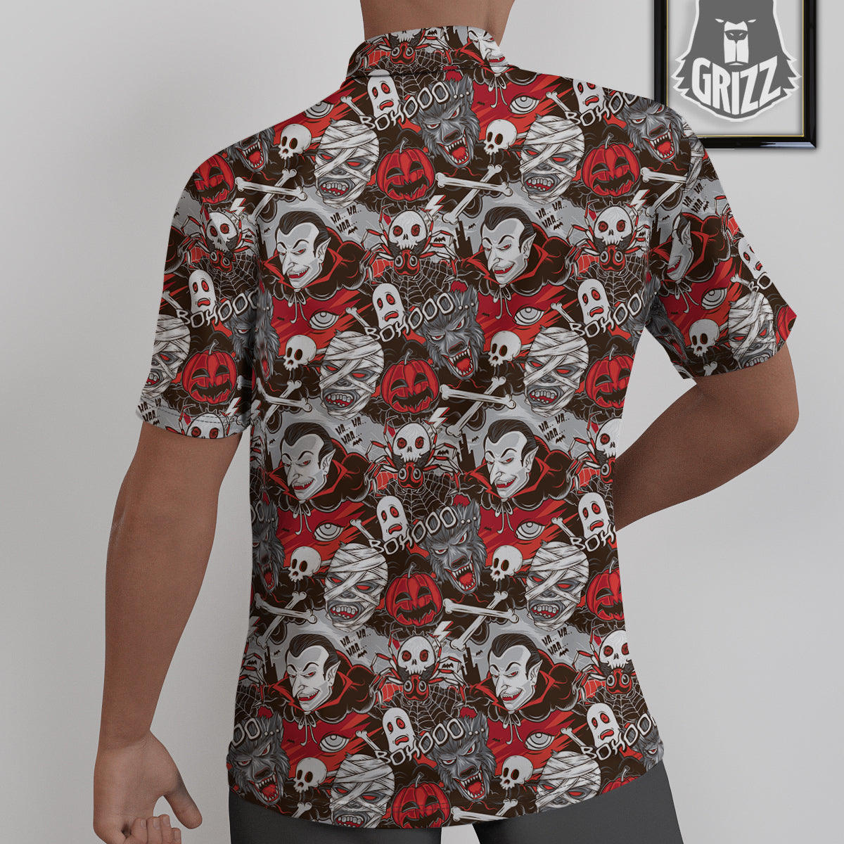 Horror Monsters Halloween Print Pattern Untucked Shirts-grizzshop